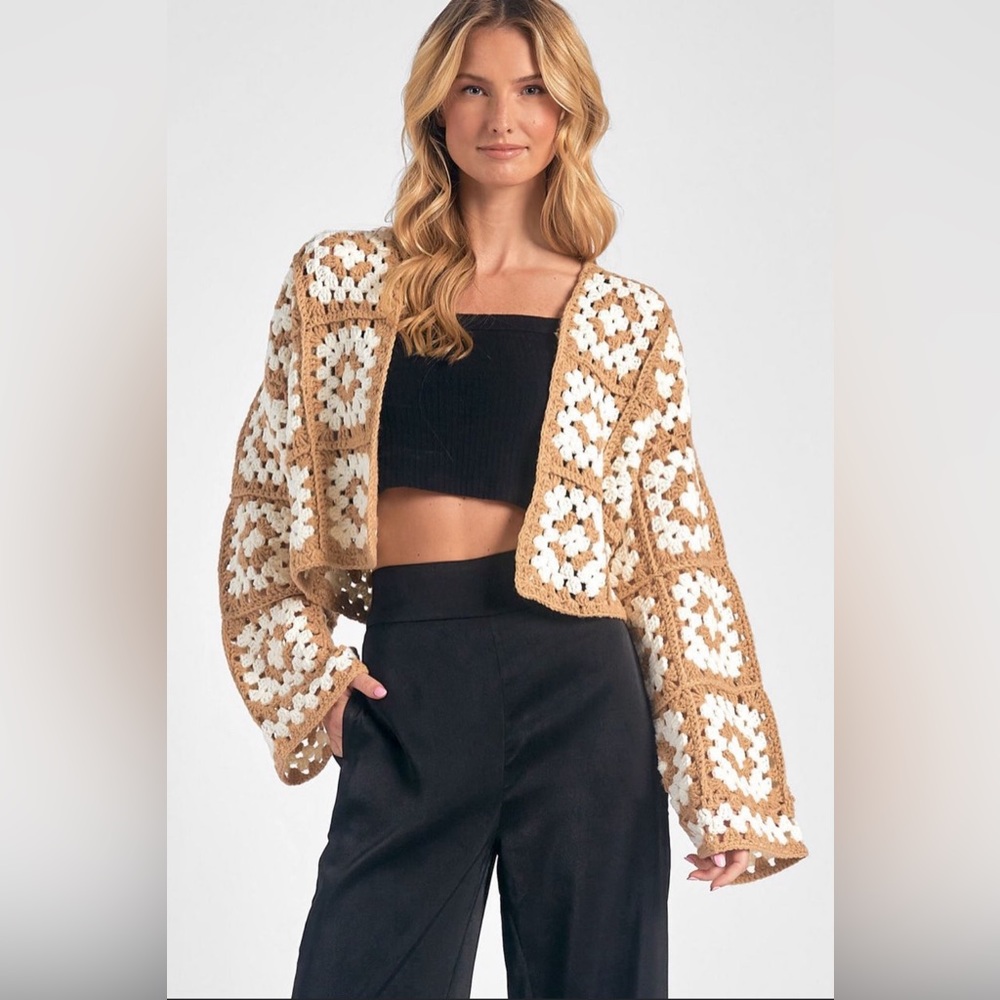 ELAN 🆕 Poppy Knit Open Cropped Cardigan. Size Large. SOLD OUT ONLINE